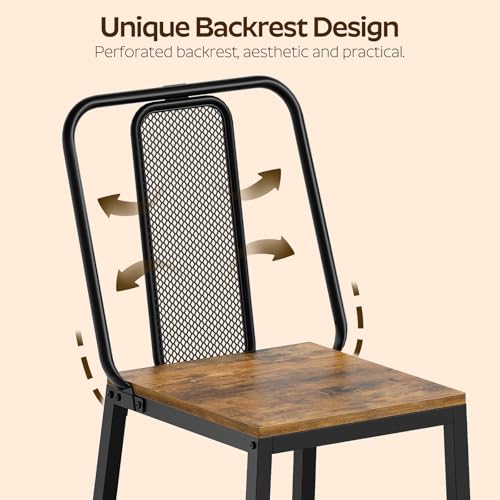 Dining Chairs, Kitchen Chairs Set of 2, Wooden Dining Chairs with Back Support, for Living Room, Dining Room, Kitchen, Rustic