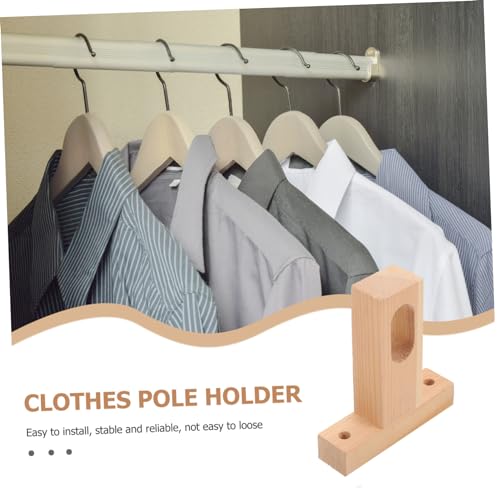 Wooden Ceiling Mount Closet Rod Holder Sturdy Wood Pole Bracket for Wardrobe and Closet Poles Easy Install with Smooth Surface