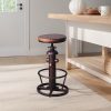 Vintage Swivel Bar Stool Industrial Coffee Kitchen Dining Chair Fire Hydrant Design Height Adjustable 24.8-30.7inch Solid Wooden