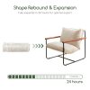 Modern Accent Chair, Living Room Chair with Wood Armrests, Shredded Foam Cushion, and Sturdy Metal Frame Reading Chair, Beige