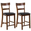 Bar Stools Set of 2, 25.5-Inch Counter Height Chair with Backrest, Foam-Padded Cushion, Rubber Wood Legs, Wooden Vintage Dining
