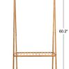 Bamboo Clothes Rack Portable Extra Large Garment Rack 2-Tire Storage Box Shelves For Entryway and Bed Room Patented Design