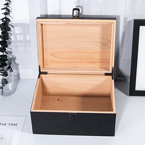 Modern Black Wooden Keepsake Box, 10.6 x 7.9 x 5.1 Inches, Lockable, Storage Box