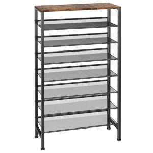 Large Shoe Rack 8 Tier Shoe Organizer, Heavy Duty Metal Shoe Storage Vertical Shoe Rack for Closet Front Door Entrance, Up to 28