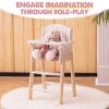 Wooden Baby Doll High Chair, Pink Wooden Baby Doll Chair for 18 Inch Dolls, Pretend Play High Chair Baby Doll Accessories, Small