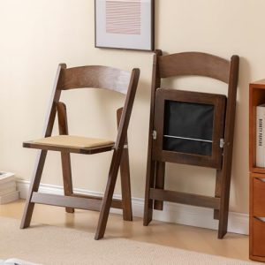 Wooden Folding Chair with Soft Cushion, Simple and Stylish, Comfortable and Durable, Suitable for Weddings, banquets and