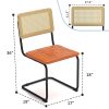 400lbs - Heavy Duty Rattan Dining Chair, Armrest Leather Cushions and Metal Frames, High-end and Durable with Rattan Weaving,