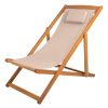 Beach Lounge Chair - Adjustable Height Reclining Sling Chair - Portable Wood Folding Chairs - Folding Lounge Chairs for Outside,