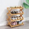 4 Tier Bamboo Shoe Rack,Portable Folding Shoe Storage Rack,Without Installation Small Shoe Rack Perfect for Corridors, Bedrooms