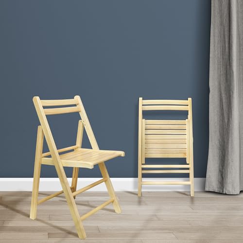 Wooden Folding Chairs 2-Pcs Set - Natural