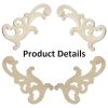 2Pcs Unpainted Wood Carved Onlay Appliques, 7.9"x3.9" Wooden Decor Funiture Decal Corner Sticker for Furniture Door Cabinet
