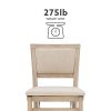Keira Natural Rustic Wooden Folding Counter Stool with Beige Upholstered Seat and Back
