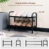2-Tier Expandable Shoe Rack,Adjustable Shoe Shelf Storage Organizer Heavy Duty Metal Free Standing Shoe Rack for Entryway Closet