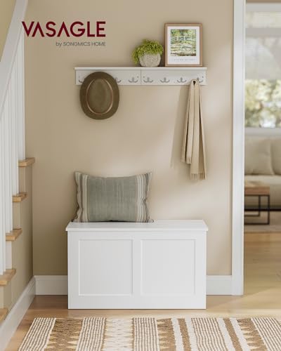 Storage Chest, Storage Trunk with 2 Safety Hinges, Storage Bench, Shoe Bench, Farmhouse Style, 15.7 x 31.5 x 18.3 Inches, for