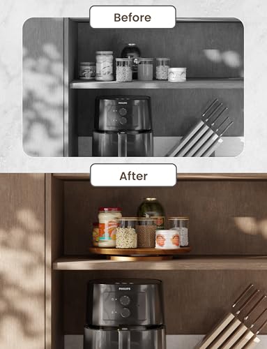 13" Acacia Lazy Susan Organizer for Table - Wooden Lazy Susan Turntable - Wood Kitchen Turntable Storage Food for Cheese Boards,