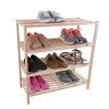 Shoe Storage Rack - 4-Tier Wood Shoe Organizer for Closet, Bathroom, Entryway - Footwear Shelf Holds 12 Pairs Sneakers or Boots