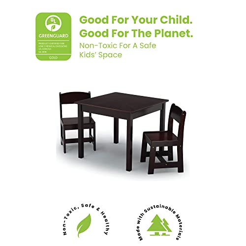MySize Kids Wood Table and Chair Set (2 Chairs Included) - Ideal for Arts & Crafts, Snack Time, Homework & More - Greenguard