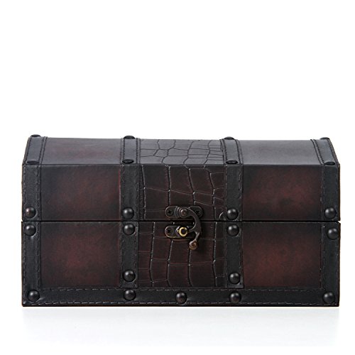 Decorative Wooden Storage Box with Leather Clasp 9 Inch Long. Ideal Gift for Wedding Special Occasion Study Home Den Dorm Spa