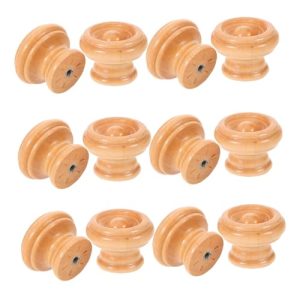 12Sets Wooden Drawer Knobs Single Hole Mushroom Cabinet Pulls for Kitchen and Wardrobe Furniture Ergonomic Design for Easy DIY
