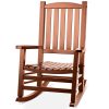 Wood Outdoor Rocking Chair, Oversized Patio Rocking Chair w/400lbs Support & High Backrest | Porch, Lawn, Garden, Backyard,