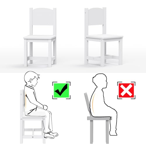 Toddler Wooden Chair Pair, Kids Furniture for Eating, Reading, Playing 2 Pack (White)