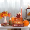 4 PCS Fall Maple Leaf Wooden Table Block Sign Thanksgiving Wood Tiered Tray Decor Fall is in the Air Block Centerpiece Rustic