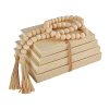 Linen Covered Decorative Books 4 Pieces, Neutral Home Decor Coffee Table Books with Wooden Beaded Tassel, Stacked Books for