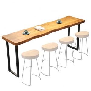 Wooden Bar Table, Narrow Rectangular Pub Counter Table with High Top for Bistro Window Areas Dinning Table Coffee Shop Small