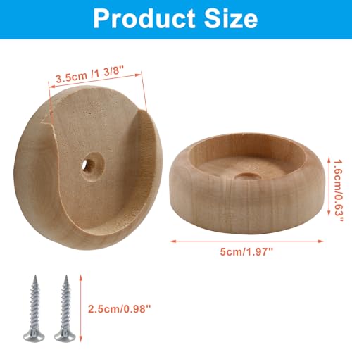 4 Pack Wooden Closet Pole Sockets, 1-3/8" Closet Rod Holders Closet Rod Brackets Closet Pole Socket for Wardrobe Curtain