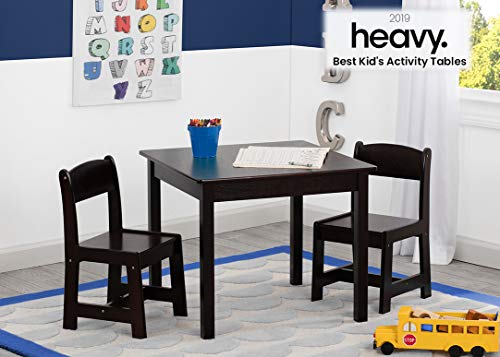 MySize Kids Wood Table and Chair Set (2 Chairs Included) - Ideal for Arts & Crafts, Snack Time, Homework & More - Greenguard