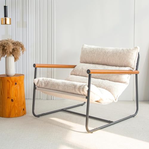 Sherpa Accent Chair, Boucle Arm Chair Living Room Chair, Reading Accent Chair, Mid Century Modern Bedroom Chair,Teddy Armchair