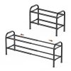 2-Tier Expandable Shoe Rack,Adjustable Shoe Shelf Storage Organizer Heavy Duty Metal Free Standing Shoe Rack for Entryway Closet
