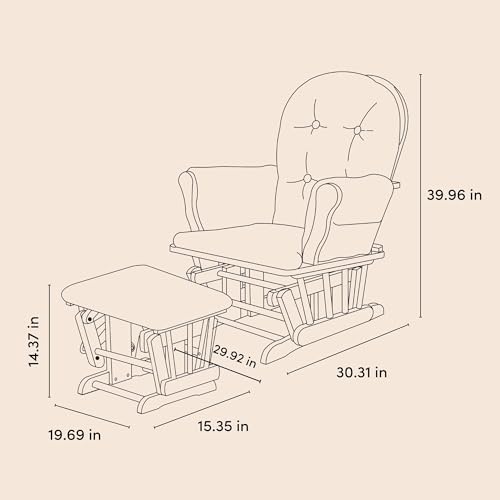 Premium Hoop Glider & Ottoman (Espresso with Beige) — GREENGUARD Gold Certified, Solid Wood Craftsmanship, Convenient Storage