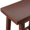 Solid Wood Saddle-Seat Kitchen Counter Barstool with Footrest, Easy Assembly - 24-Inch Height - Walnut - Set of 2
