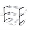 Stackable Small Shoe Rack, Entryway, Hallway and Closet Space Saving Storage and Organization (3-Tier, Black)