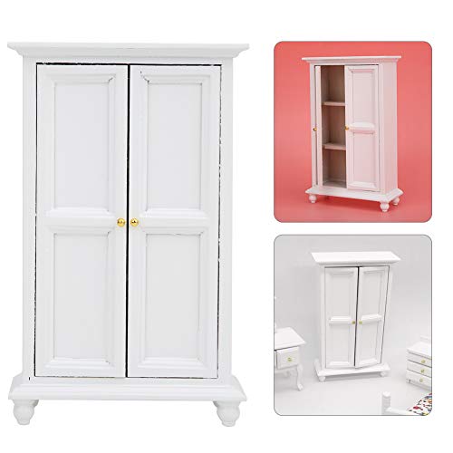 Miniature White Wooden Wardrobe Mini Dollhouse Accessories Miniature Furniture Doll Furniture Closet Tiny Furniture Clothes