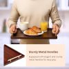Acacia Wood Serving Tray – 17" x 13" Ottoman Tray with Metal Handles for Coffee Table, Breakfast, Snacks, Tea, Food – Decorative