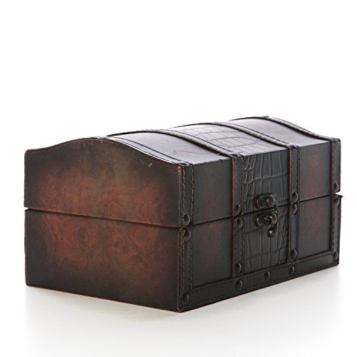 Decorative Wooden Storage Box with Leather Clasp 9 Inch Long. Ideal Gift for Wedding Special Occasion Study Home Den Dorm Spa