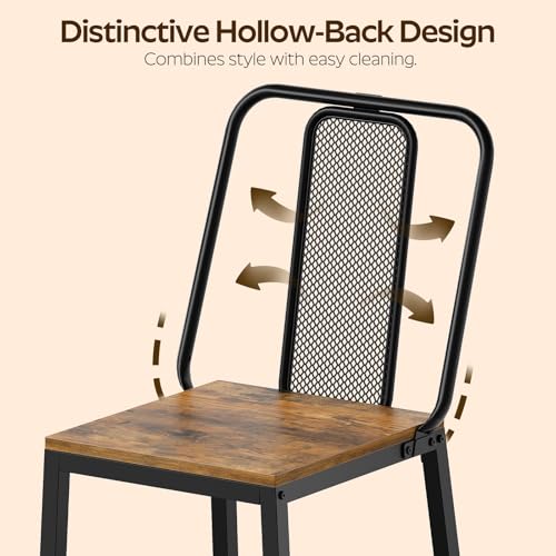 Dining Chairs Set of 4, Wooden Kitchen Chairs, Farmhouse Dining Chairs with Back Support, for Living Room, Kitchen, Rustic Brown