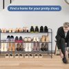 Long 3 Tier Shoe Rack for Closet Wide Shoe Storage Organizer Stackable Metal Shoe Shelf for 24 Pairs Men Sneakers with Wire Grid
