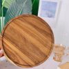 13.8 Inch Wooden Serving Tray,Round Wooden Decorative Serving Tray for Coffee Table and Home Decor, Round Wood Trays for Table