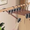 Wooden Pants Hangers with Clips 14Inch 20 Pack Adjustable Wood Skirt Hangers for Women&Men Space Saving Closet Non Slip Clothes