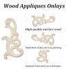 2Pcs Unpainted Wood Carved Onlay Appliques, 7.9"x3.9" Wooden Decor Funiture Decal Corner Sticker for Furniture Door Cabinet