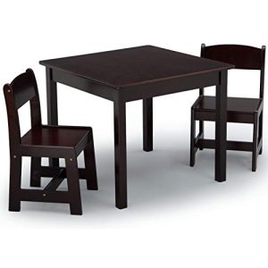 MySize Kids Wood Table and Chair Set (2 Chairs Included) - Ideal for Arts & Crafts, Snack Time, Homework & More - Greenguard