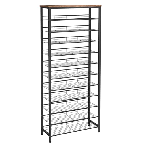 12-Tier Shoe Rack, Large Capacity Shoe Storage Organizer for 35-45 Pairs of Shoes, Standing Shoe Shelf with Slanted Shelves, for