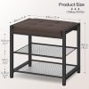 Small Shoe Bench, 3-Tier Shoe Rack, Shoe Storage Bench with PU Seat Cushion, Entryway Shoe Rack Bench with Metal Mesh Shelves,