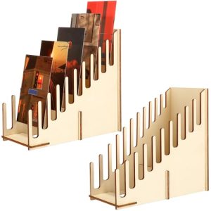 2 Pcs Greeting Card Display Stand 10 Slot Wooden Sticker Display Stand Tabletop Postcard Greeting Card Holder Postcard Rack for