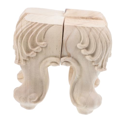 4Pcs Wooden Wardrobe Legs Unfinished Furniture Feet with Elegant European Carvings Easy Installation Solid Sofa Legs for Couch
