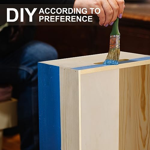 Wooden Storage Box 15 x 12 x 7 Inches Pine Wood Decorative Crate Box with Hand Holes and Lid Plain Unpainted Wooden Storage Bins