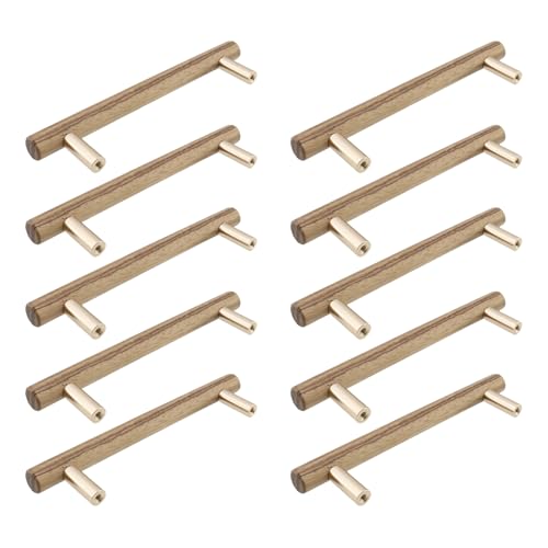 10Pcs Wood Drawer Pulls,5 inch Hole Center Pull Handles Wood,Wooden Handles for Dresser Drawers,Cabinets,Kitchen,Wardrobe